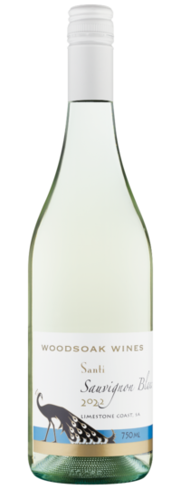 A bottle of Sauvignon Blanc white wine from Woodsoak Wines 2022 vintage